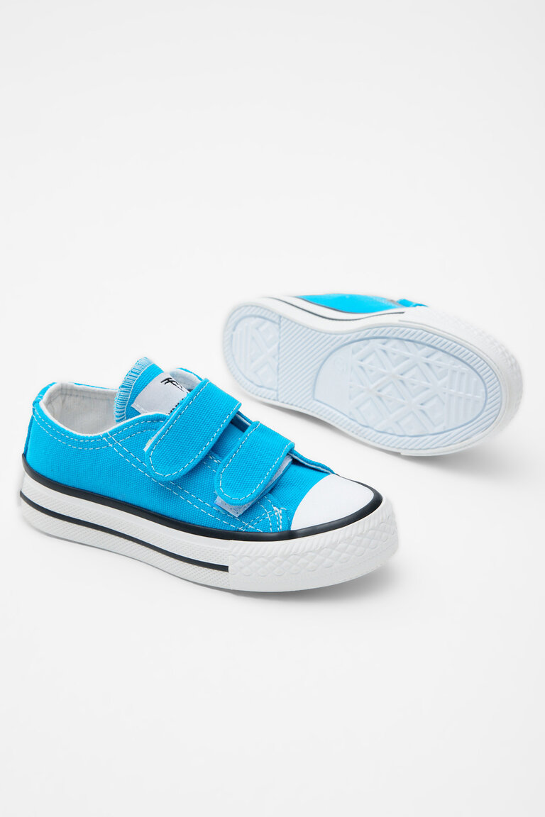 Çocuk Unisex Bebe Mavisi Kauçuk Taban Keten Cırtlı Spor Ayakkabı