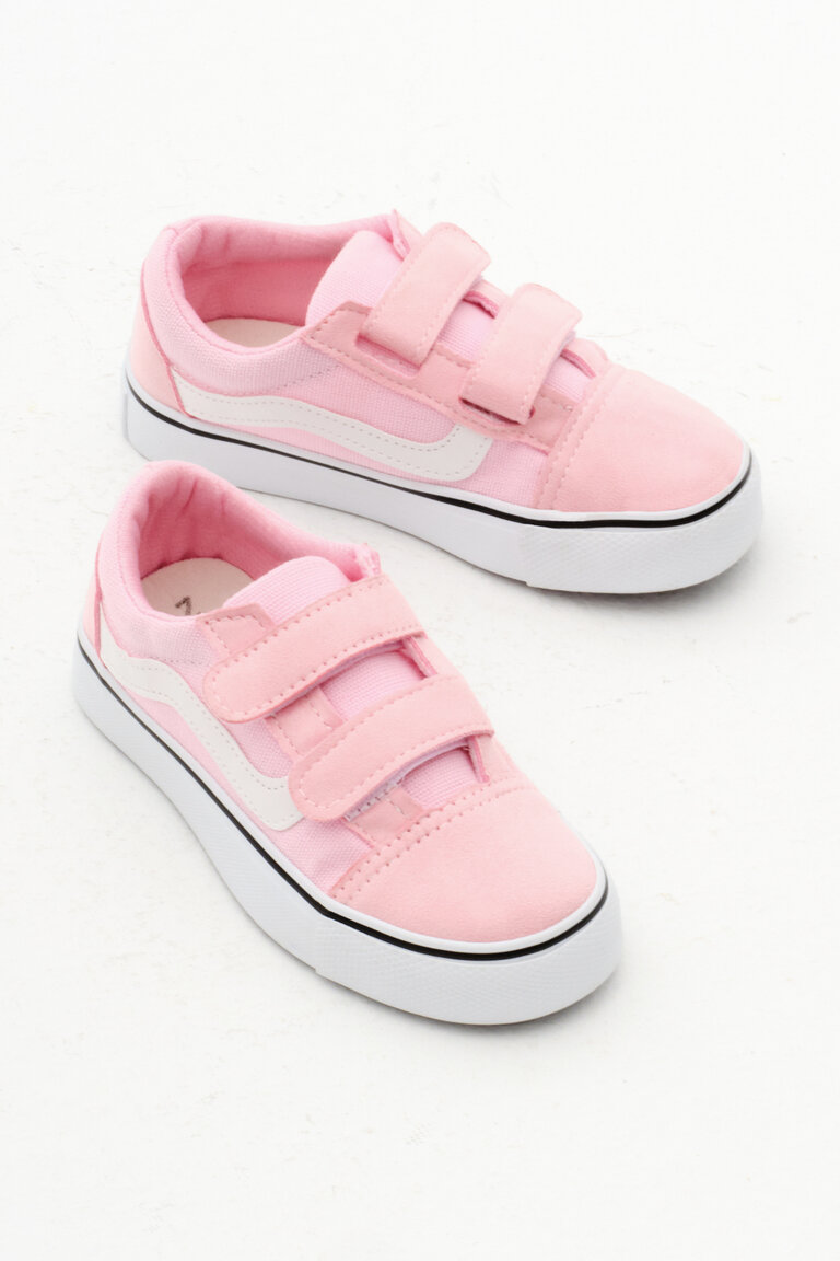 Çocuk Unisex Pudra Kauçuk Taban Keten Cırtlı Spor Ayakkabı