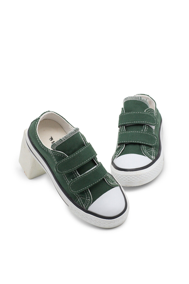 Çocuk Unisex Haki Rahat Kalıp Çift Bantlı Ayakkabı