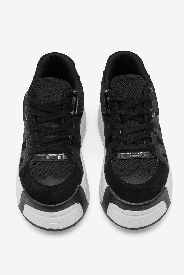 Kadın Siyah Yüksek Taban Rahat Bağcıklı Sneaker