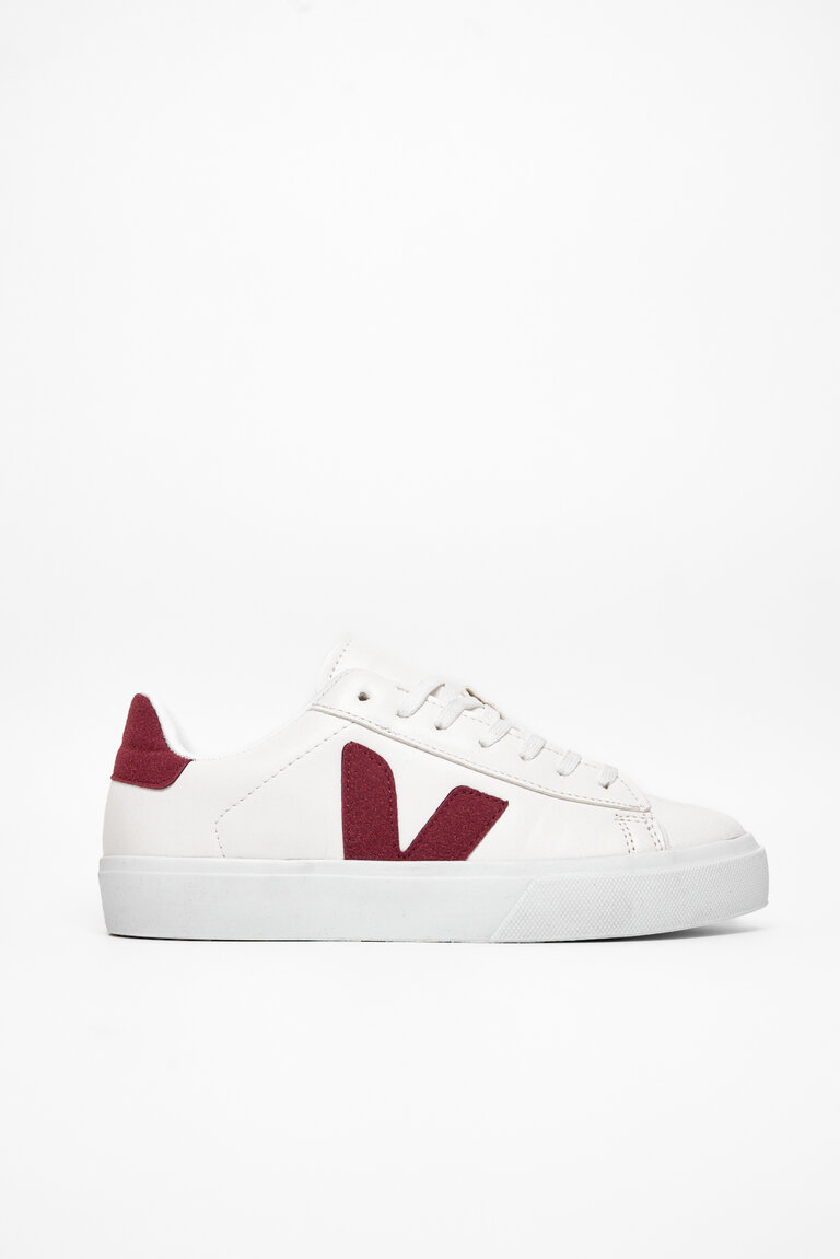 Kadın Beyaz Bordo Kauçuk Taban Rahat Bağcıklı Sneaker