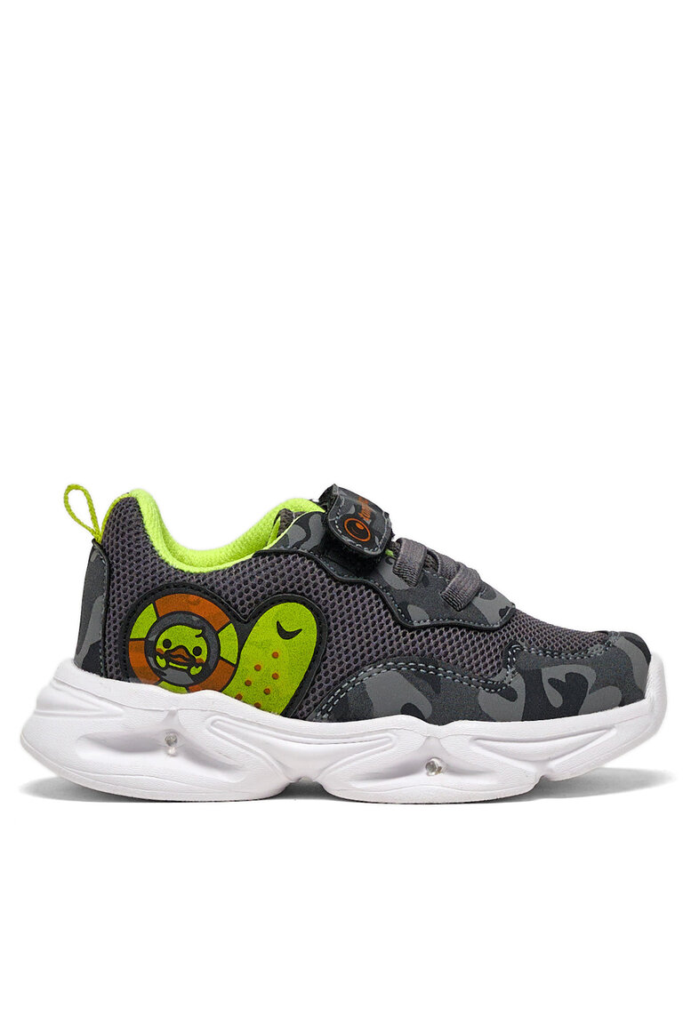 Çocuk Unisex Füme Kamuflaj Tonny Black Işıklı Cırtlı Ayakkabı
