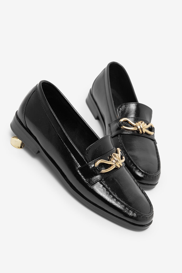 Kadın Siyah Kadın Klasik Loafer Toka Detaylı Babet Günlük Babet