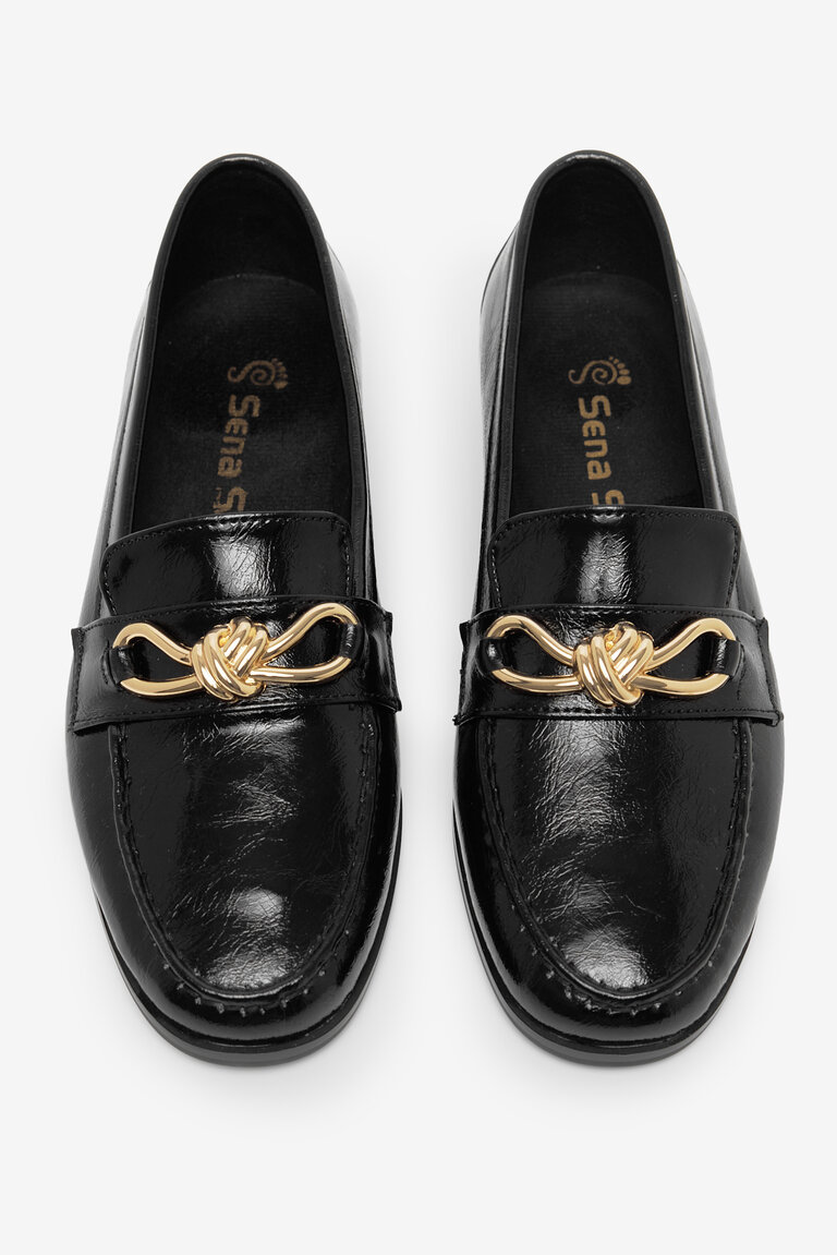 Kadın Siyah Kadın Klasik Loafer Toka Detaylı Babet Günlük Babet