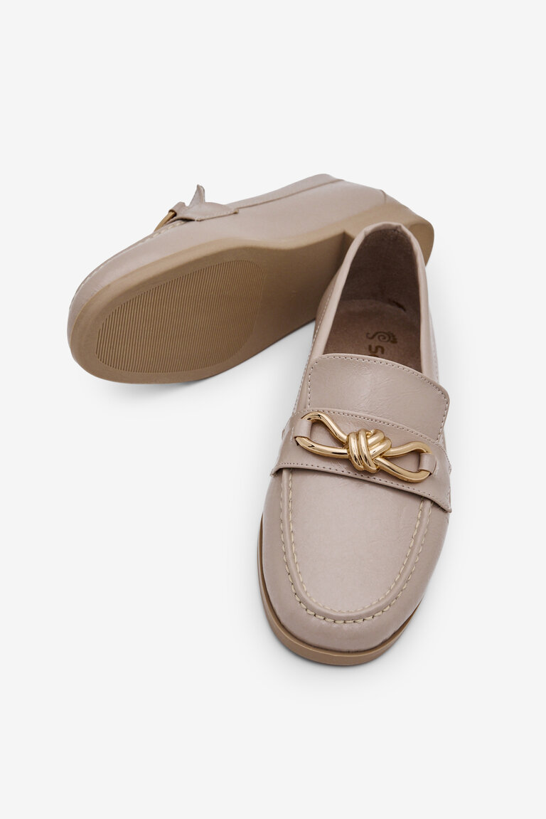 Kadın Bej Kadın Klasik Loafer Toka Detaylı Babet Günlük Babet