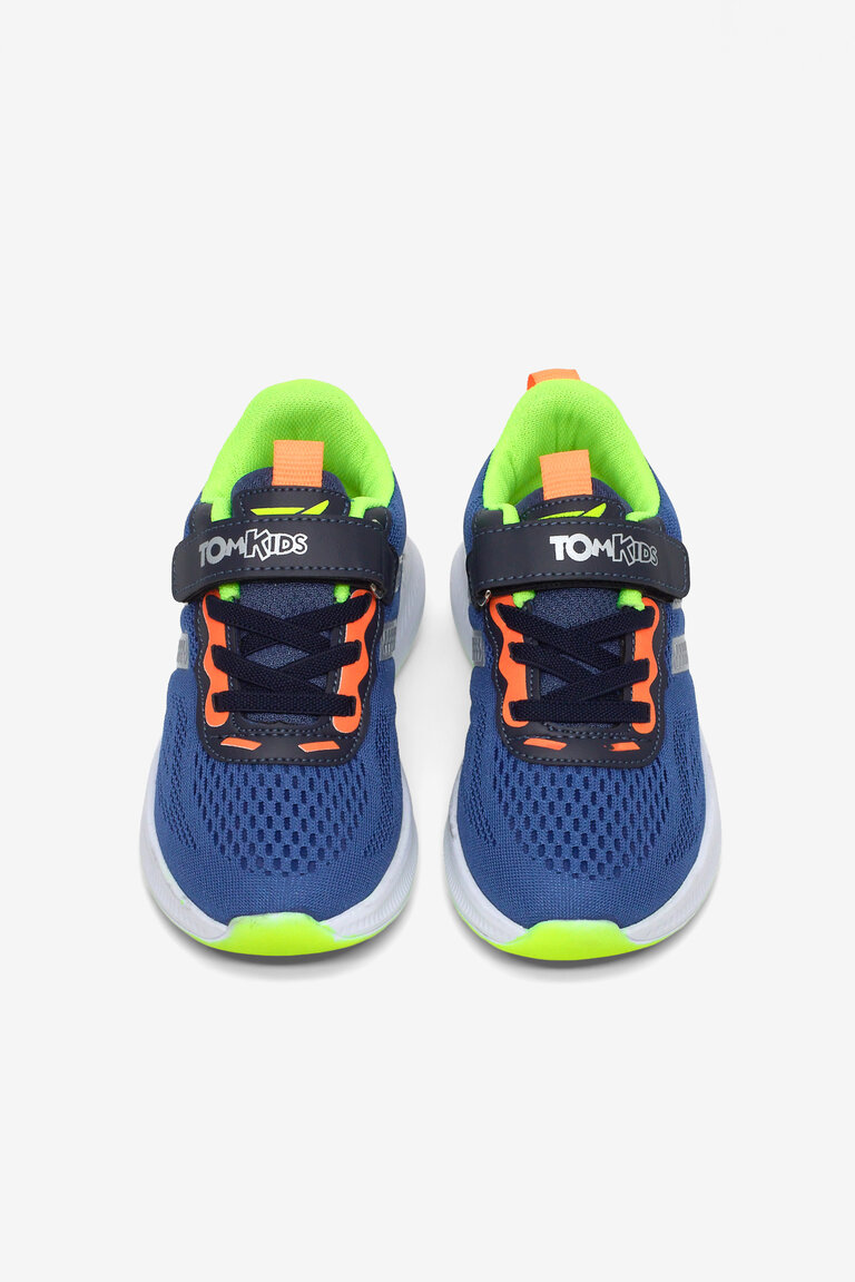 Çocuk Unisex Lacivert Sarı Rahat Kalıp Nefes Alabilen Cırtlı Bağcıklı Sneaker