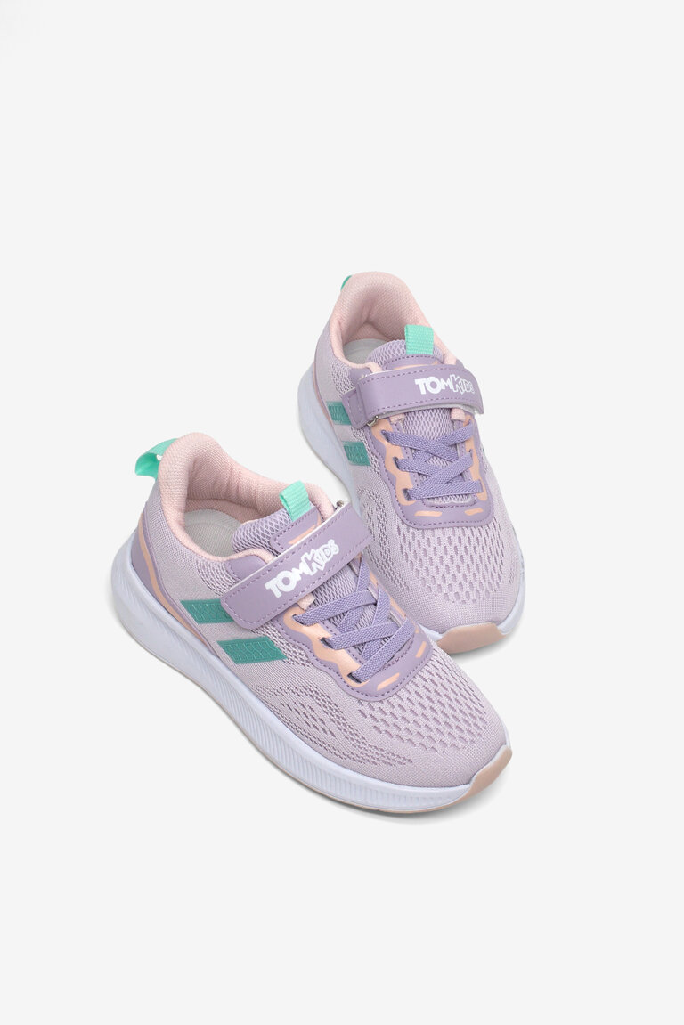 Çocuk Unisex Lila Yeşil Rahat Kalıp Nefes Alabilen Cırtlı Bağcıklı Sneaker