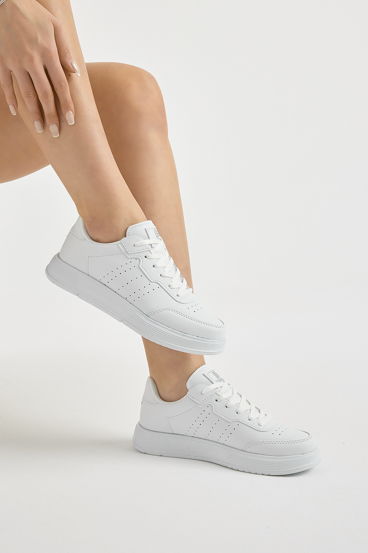Unisex Beyaz Hafif Faylon Taban Bağcıklı Günlük Spor Ayakkabı