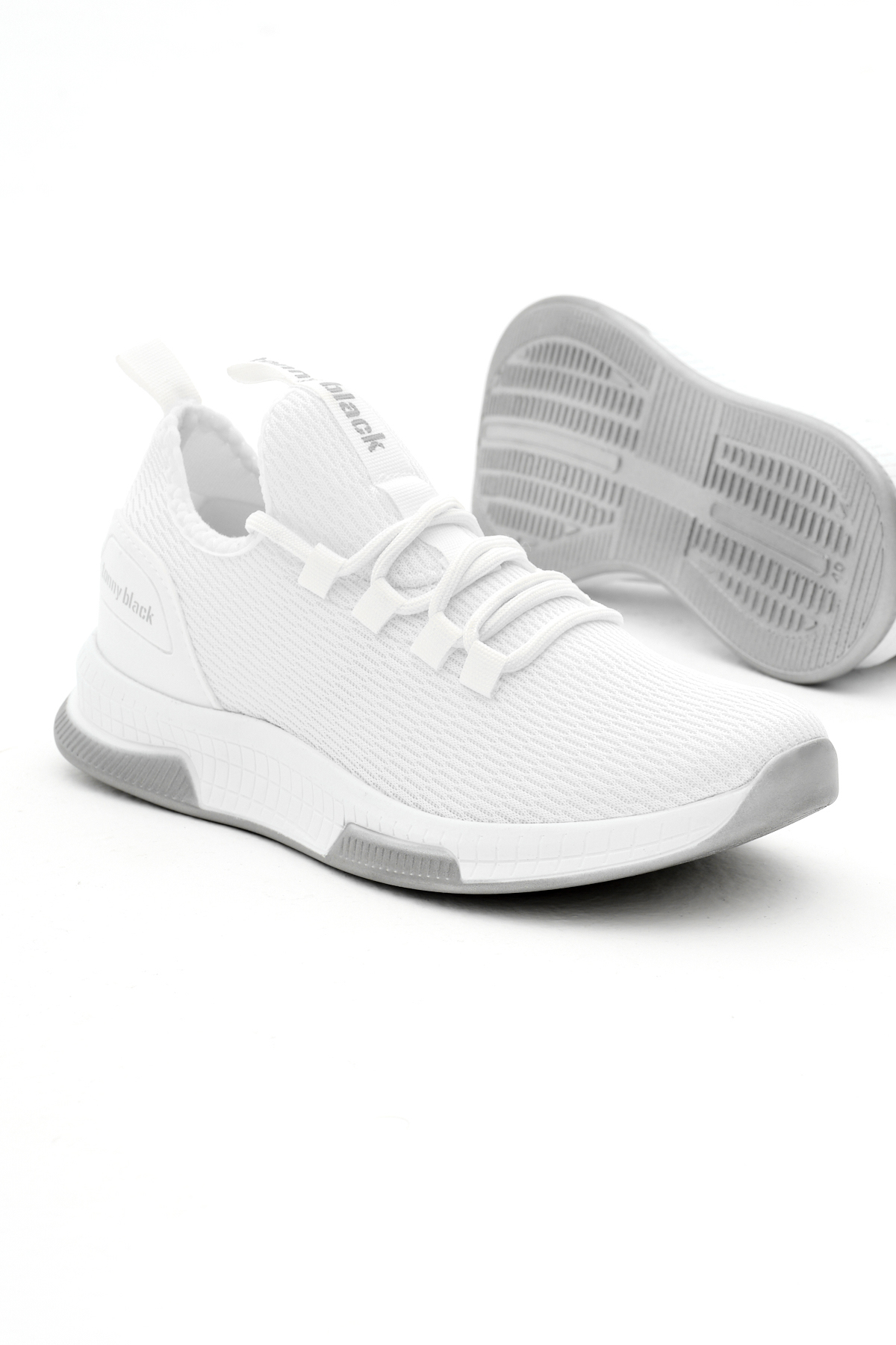 Unisex Beyaz Nefes Alabilen Kumaş Poli Taban Bağcıklı Spor Ayakkabı