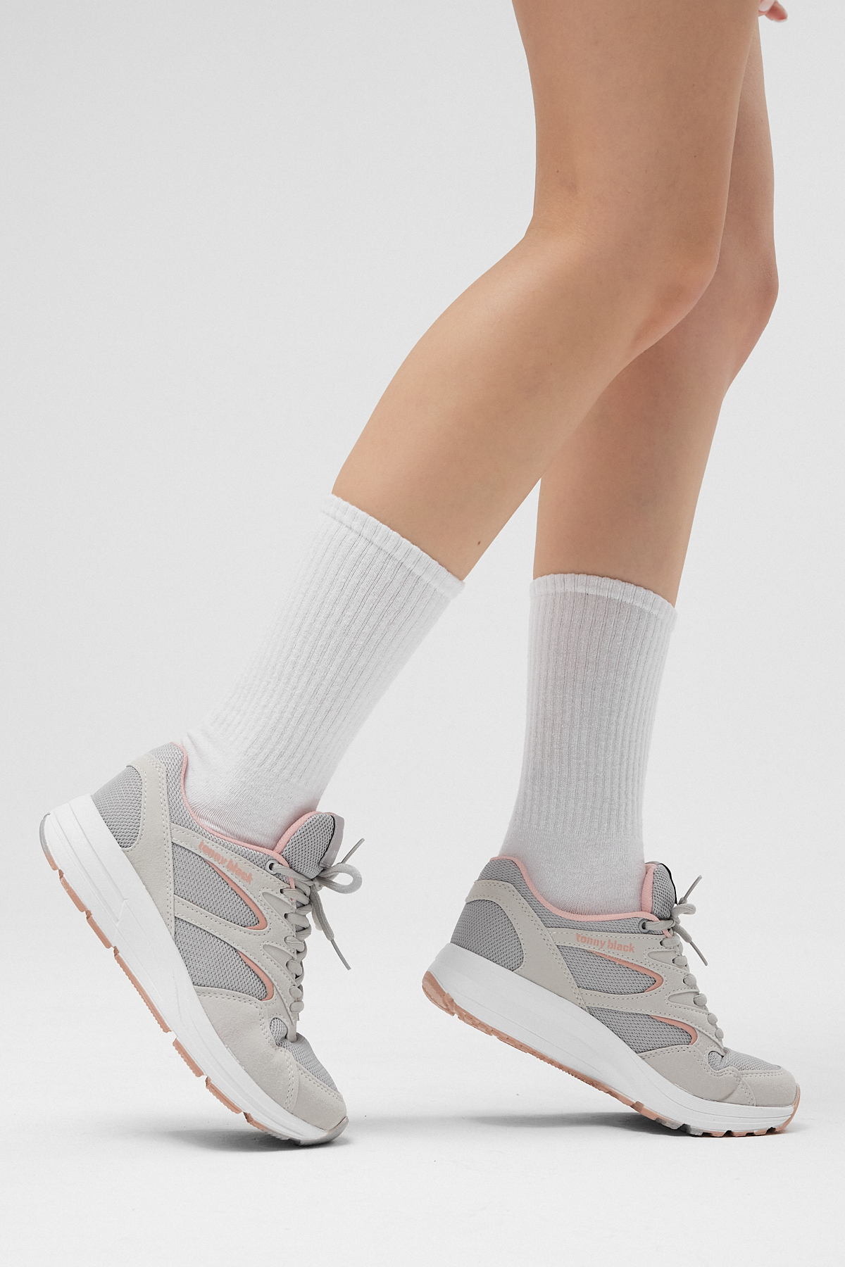 Unisex Buz Pudra Poli Taban Nefes Alabilen Kumaş Bağcıklı Spor Ayakkabı