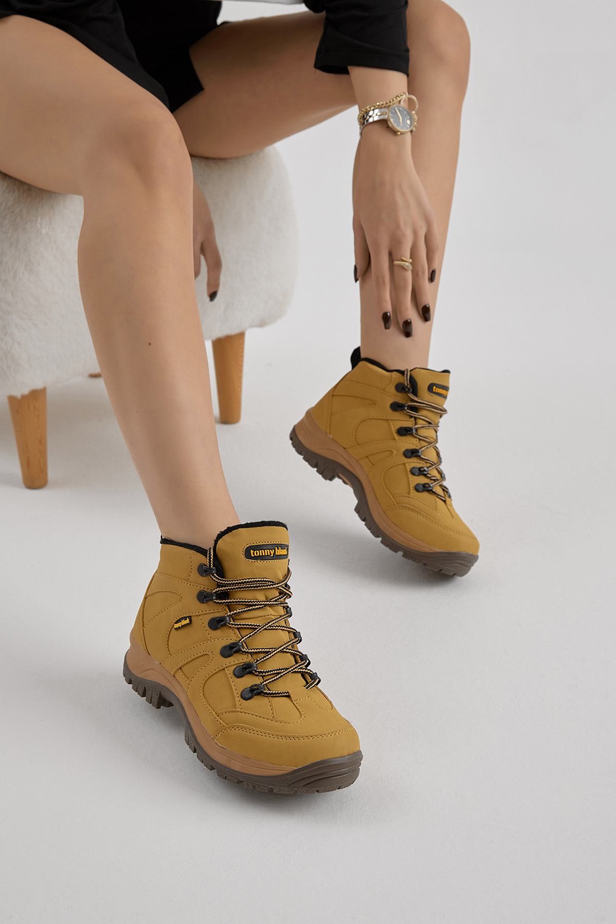 Unisex Camel Rahat Kalıp Bağcıklı Trekking Bot