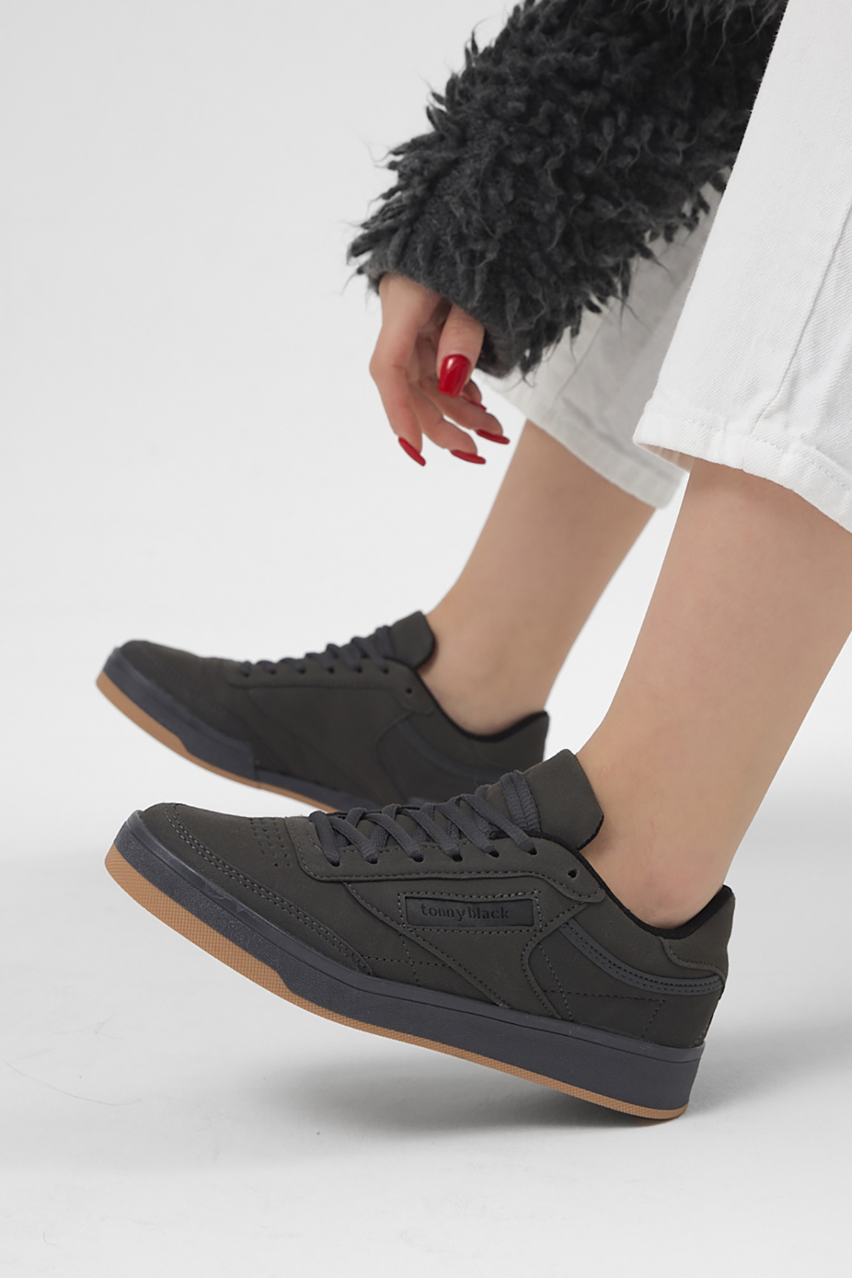 Unisex Füme Rahat Kalıp Poli Taban Bağcıklı Spor Ayakkabı