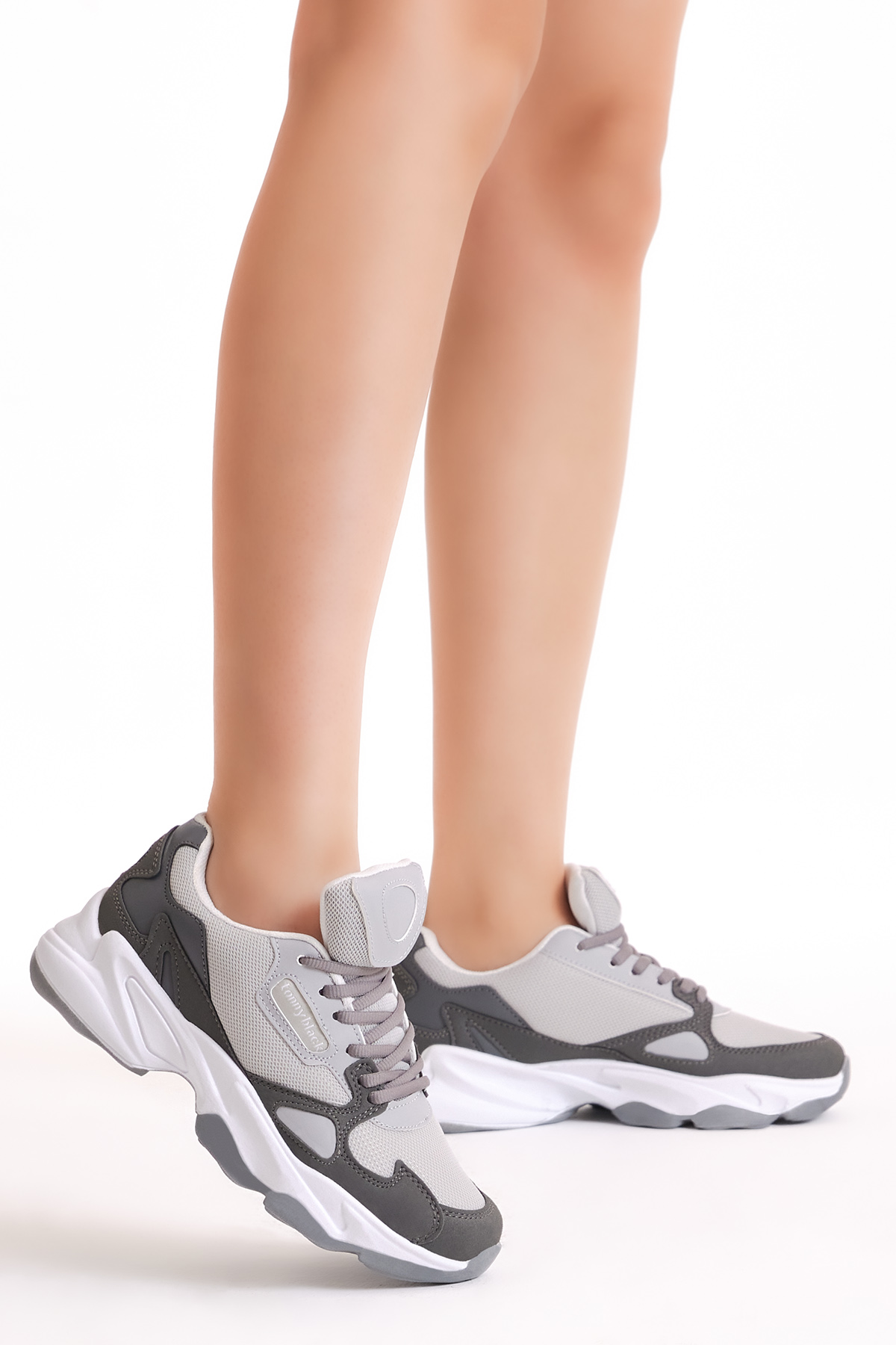 Unisex Füme Rahat Kalıp Yüksek Taban Bağcıklı Spor Ayakkabı