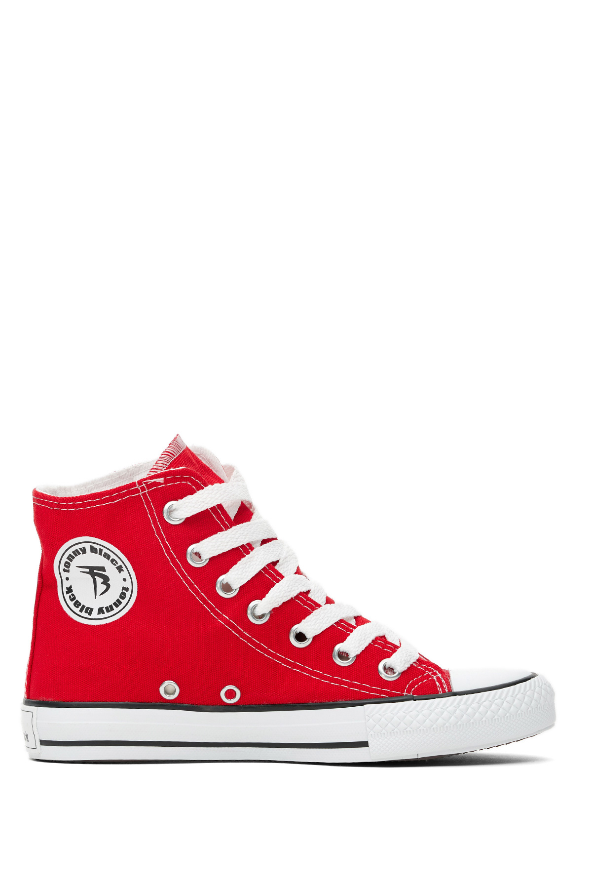 Unisex Kırmızı Rahat Kalıp Bağcıklı Uzun Spor Ayakkabı