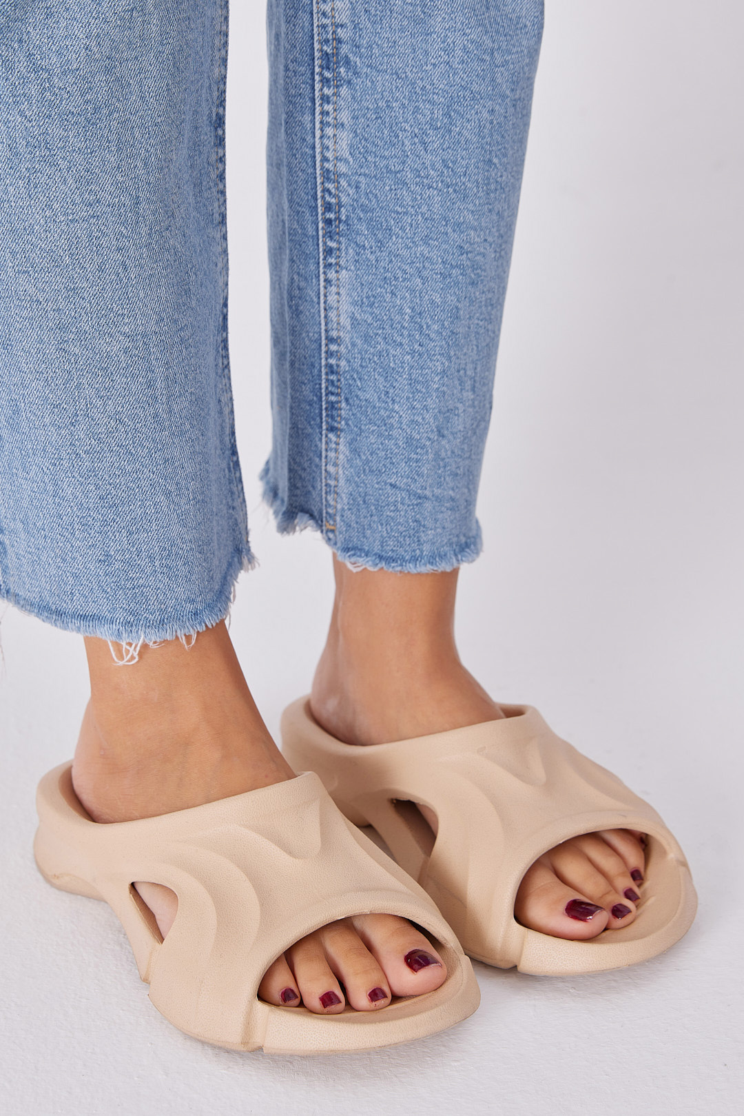 Unisex Krem Desenli Kalın Tabanlı Eva Terlik