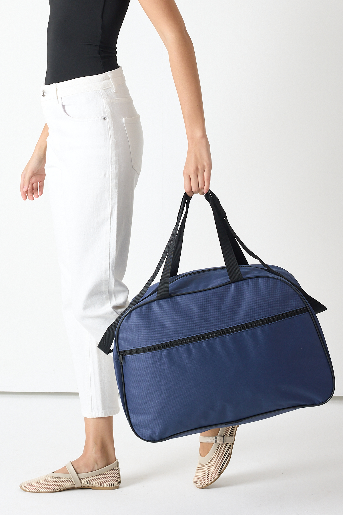 Unisex Lacivert Önü Fermuarlı Seyehat ve Spor Çantası