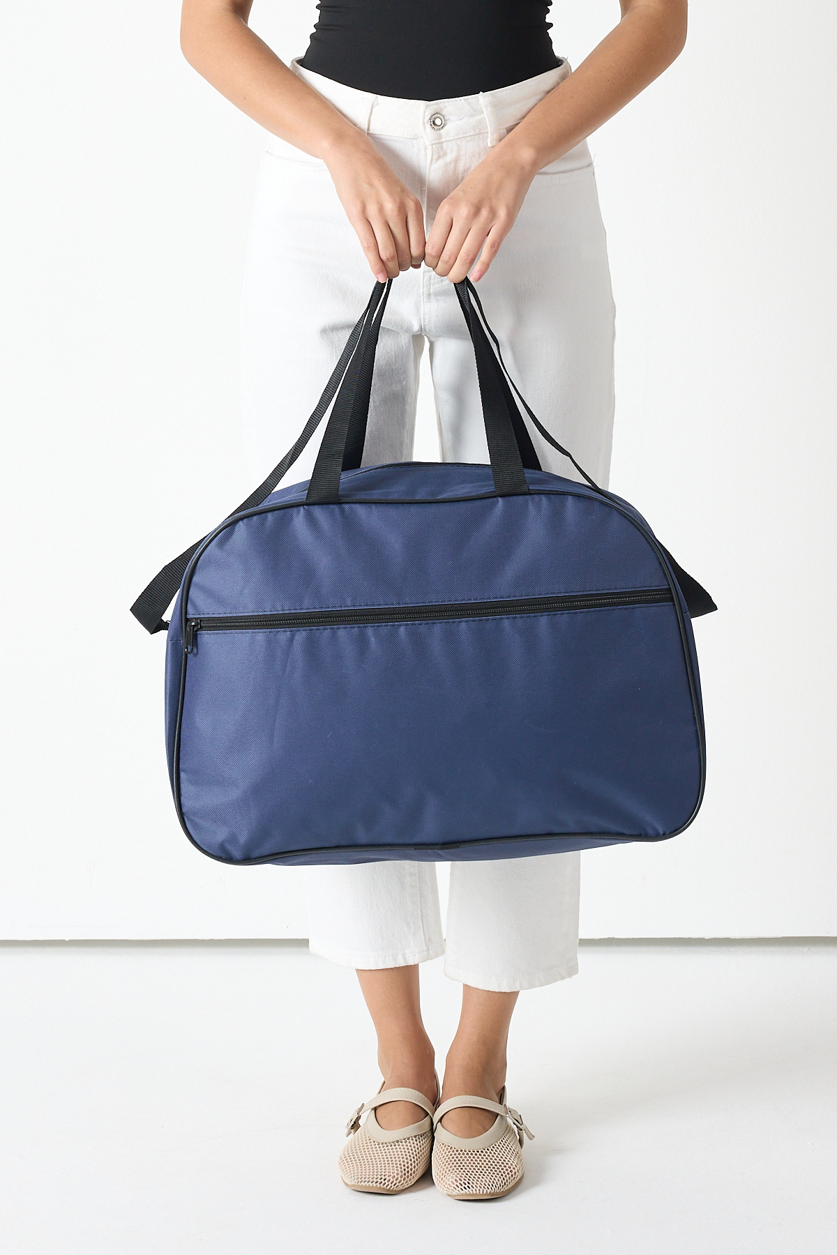 Unisex Lacivert Önü Fermuarlı Seyehat ve Spor Çantası