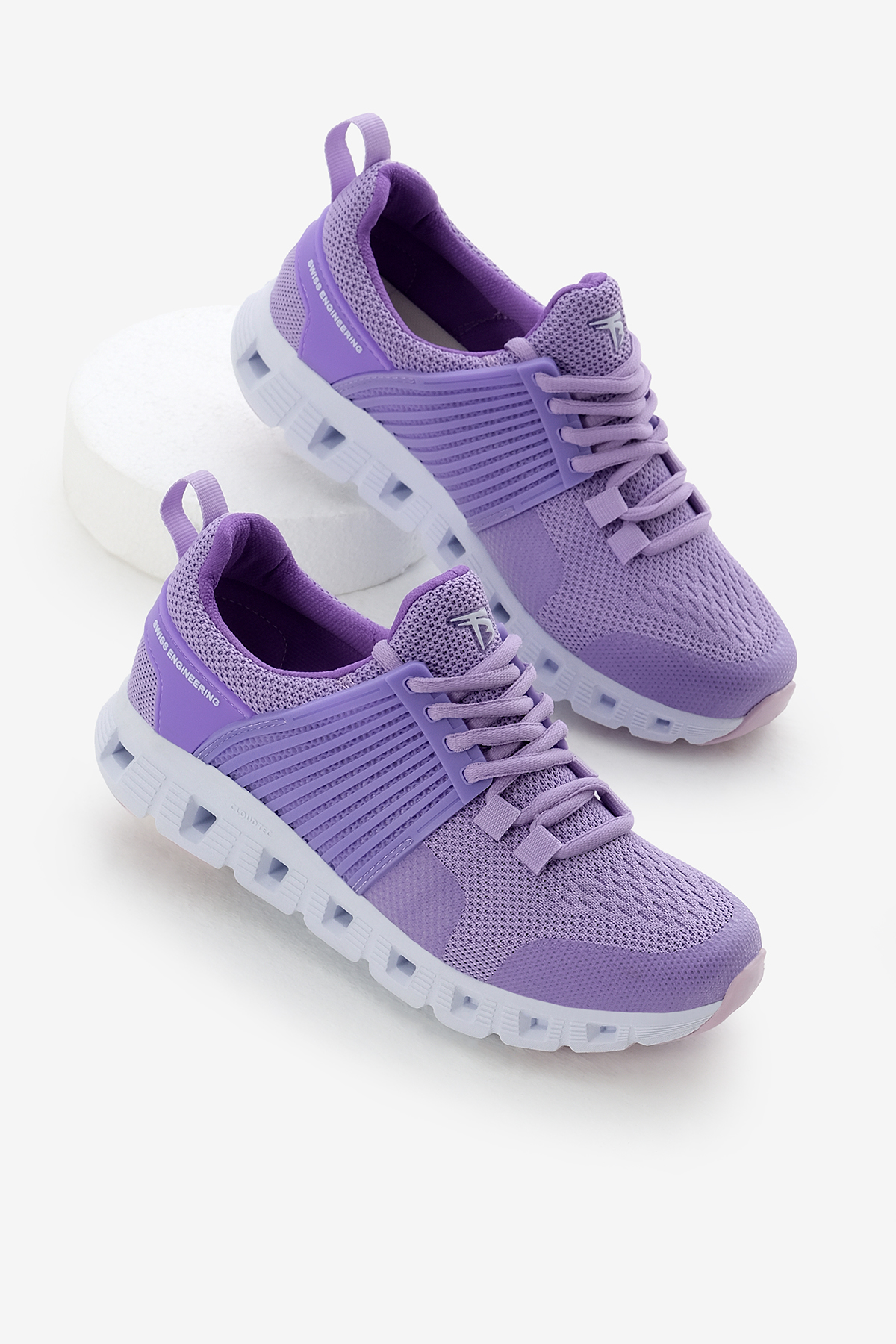 Unisex Lila Tasarım Termo Taban Şeritli Nefes Alabilen Kumaş Bağcıklı Spor Ayakkabı