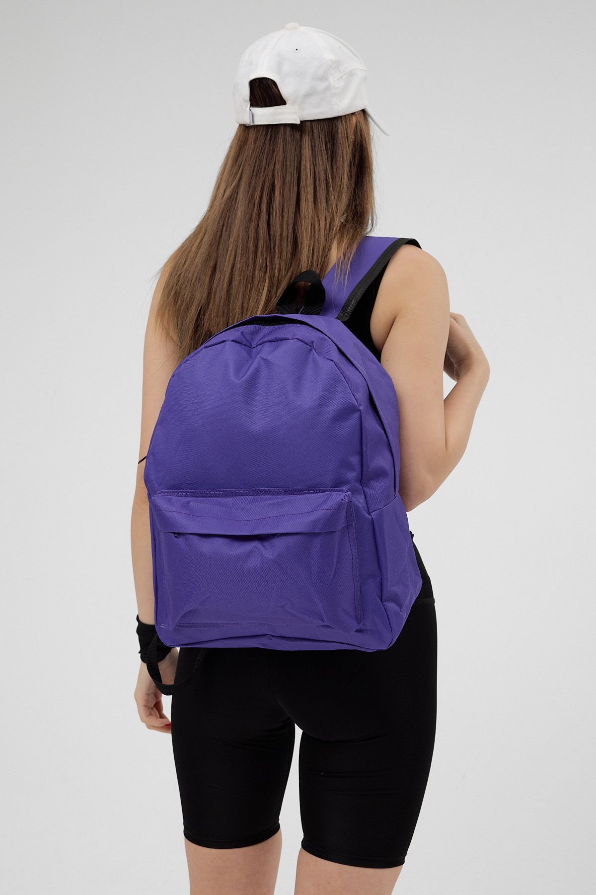 Unisex Mor Önü Fermuarlı İki Bölmeli Sırt Çantası