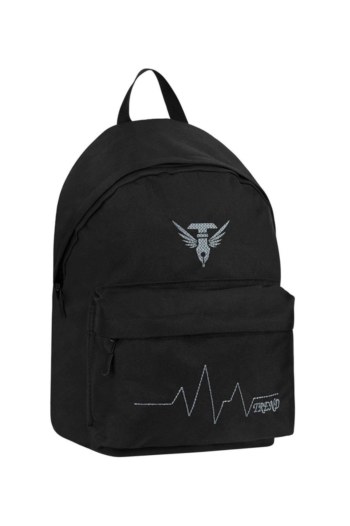 Unisex Siyah Gri Geniş Hacimli Günlük ve Okul Kullanımına Uygun Sırt Çantası