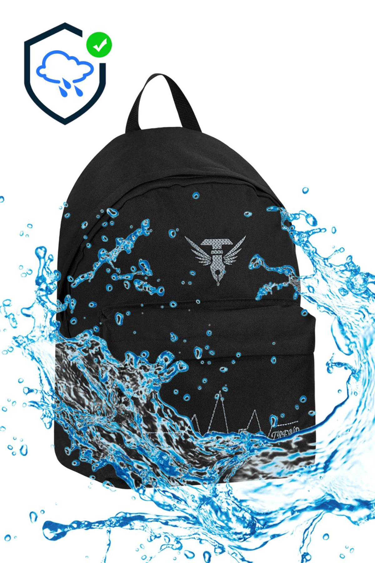 Unisex Siyah Gri Geniş Hacimli Günlük ve Okul Kullanımına Uygun Sırt Çantası