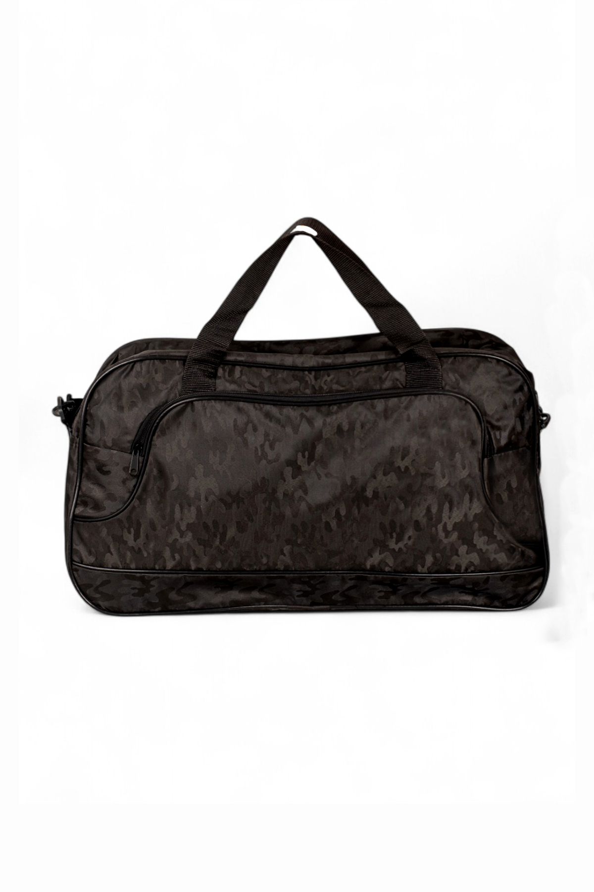 Unisex Siyah Kamuflaj Kamuflaj Desenli Önü Fermuarlı İki Bölmeli Seyahat ve Spor Çantası