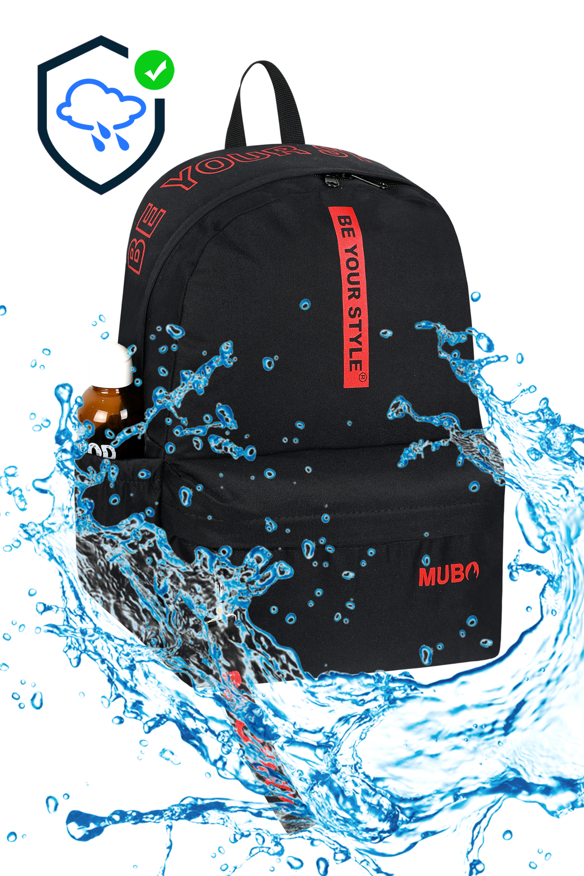 Unisex Siyah Kırmızı Geniş Hacimli Günlük ve Okul Kullanımına Uygun Sırt Çantası