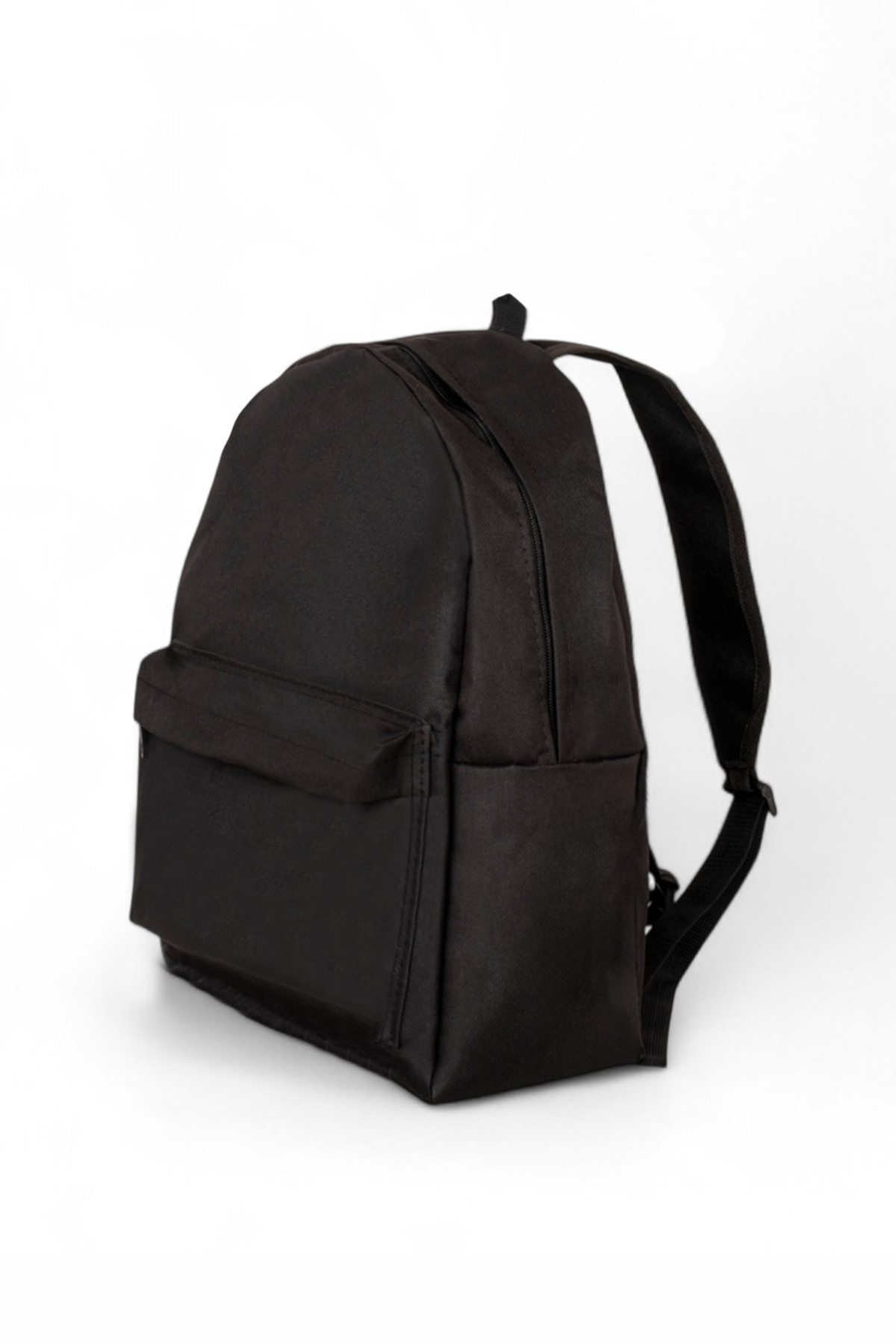Unisex Siyah Önü Fermuarlı İki Bölmeli Sırt Çantası