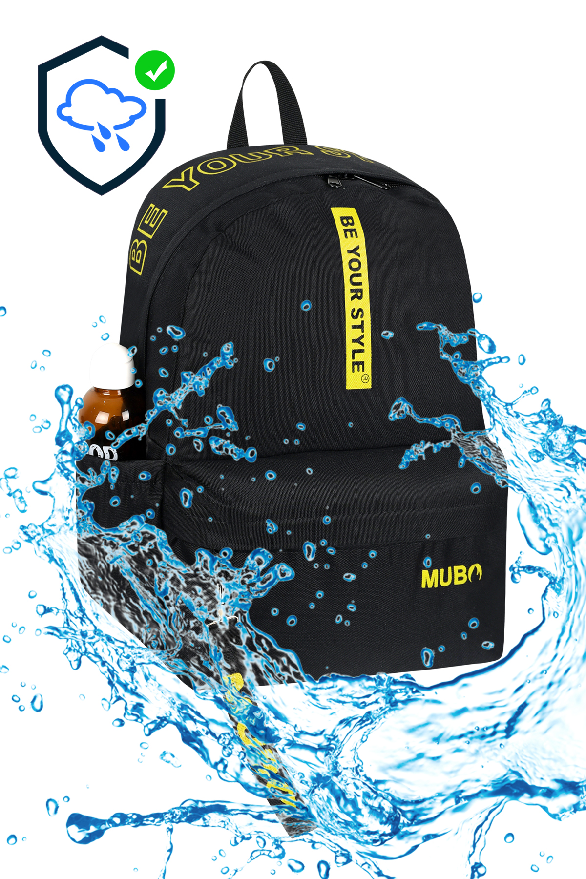 Unisex Siyah Sarı Geniş Hacimli Günlük ve Okul Kullanımına Uygun Sırt Çantası