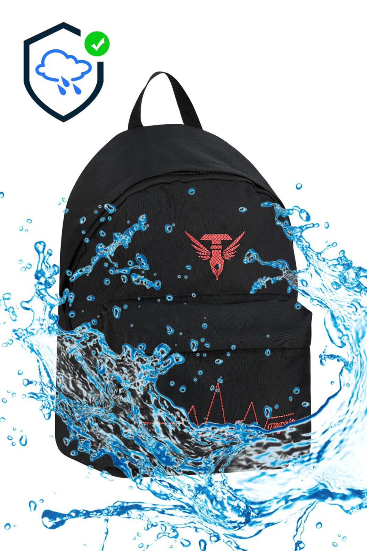 Unisex Siyah Turuncu Geniş Hacimli Günlük ve Okul Kullanımına Uygun Sırt Çantası