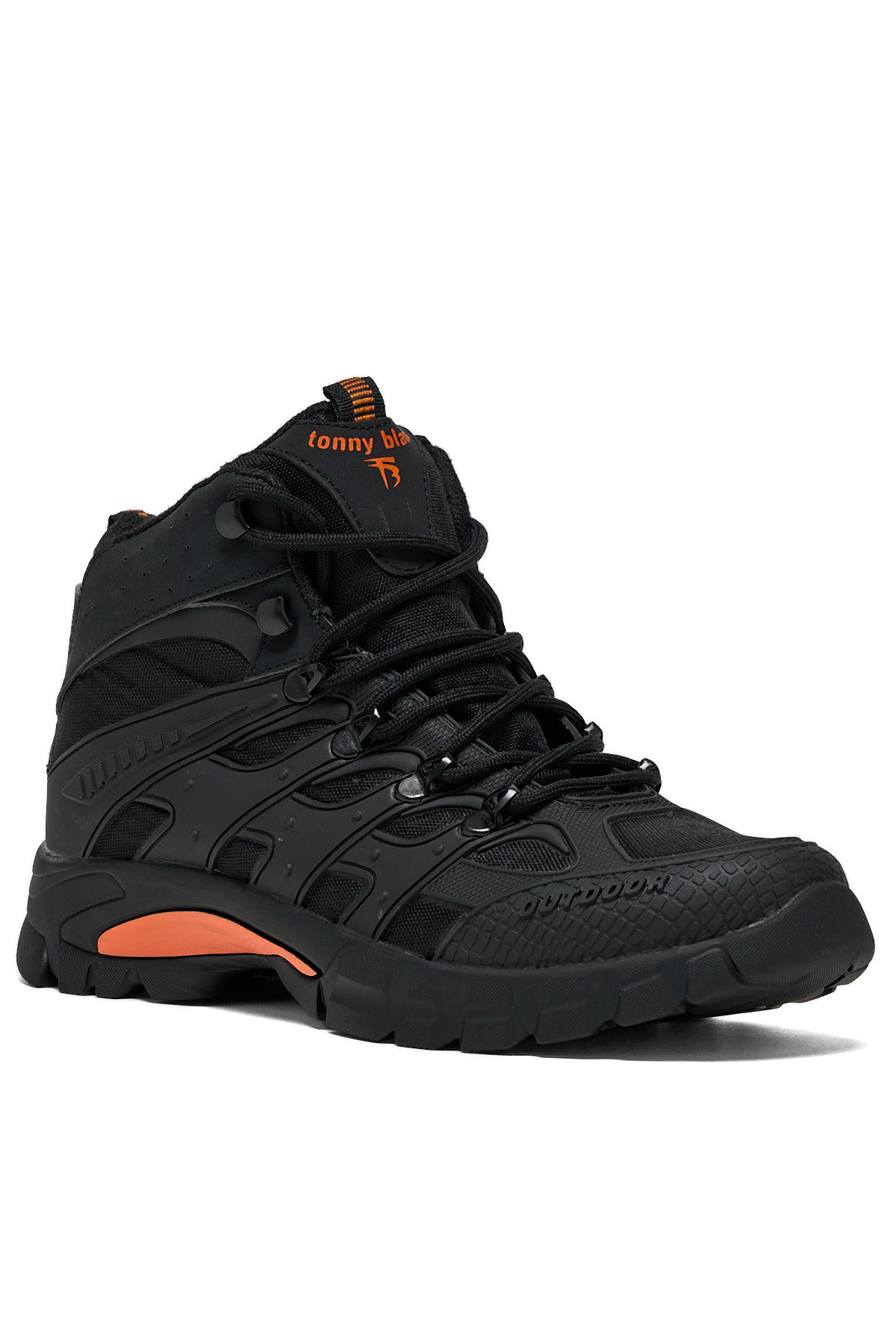 Unisex Turuncu Siyah Rahat Kalıp Suı İtici Özellikli Bağcıklı Bot