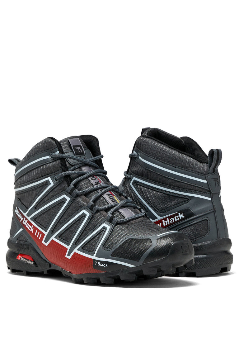 Unisex Füme Beyaz Rahat Kalıp Şeritli Lastik Bağcıklı Trekking Bot