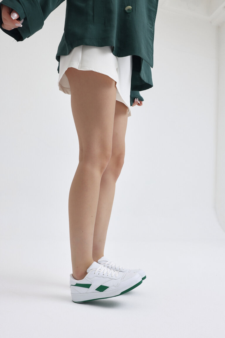 Unisex Beyaz Yeşil Rahat Kalıp Termo Taban Bağcıklı Spor Ayakkabı