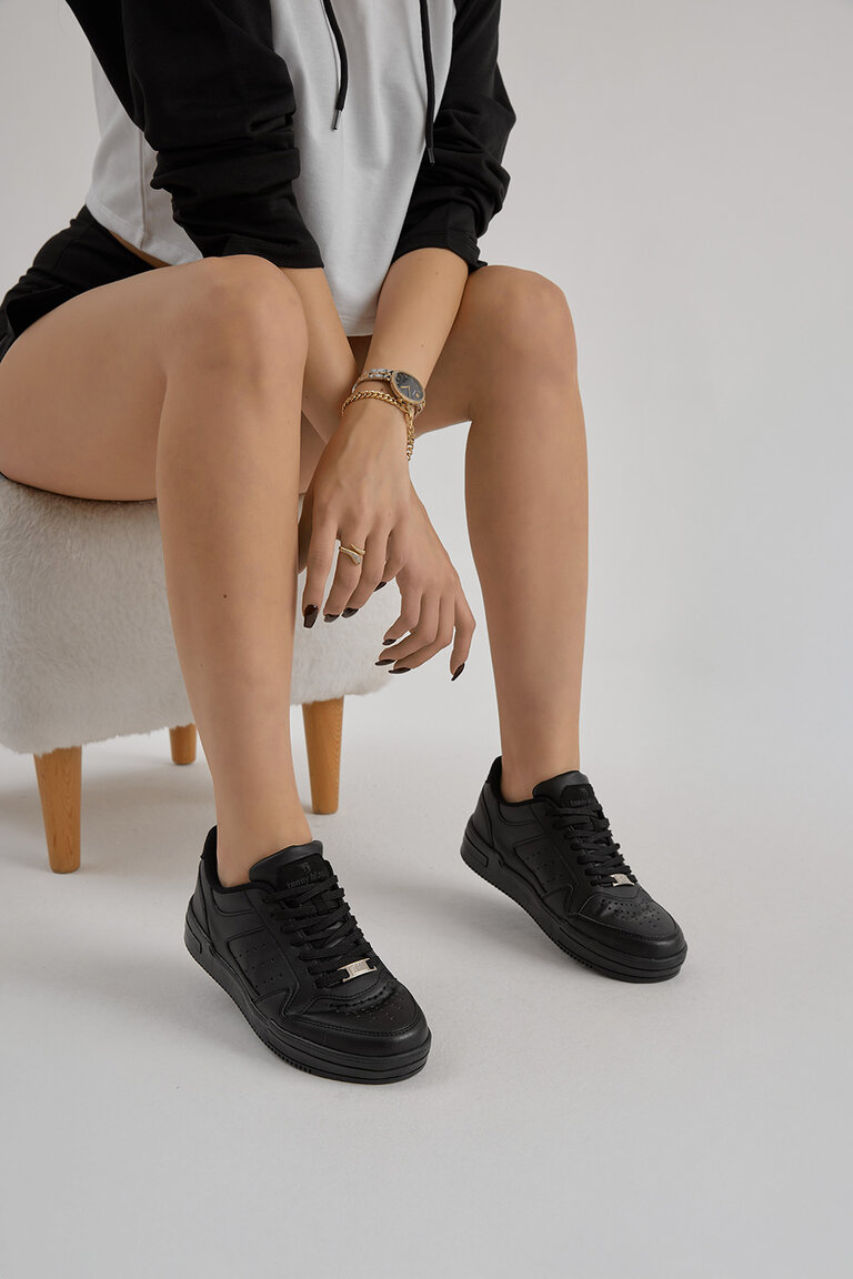 Unisex Siyah Termo Taban Bağcıklı Günlük Spor Ayakkabı