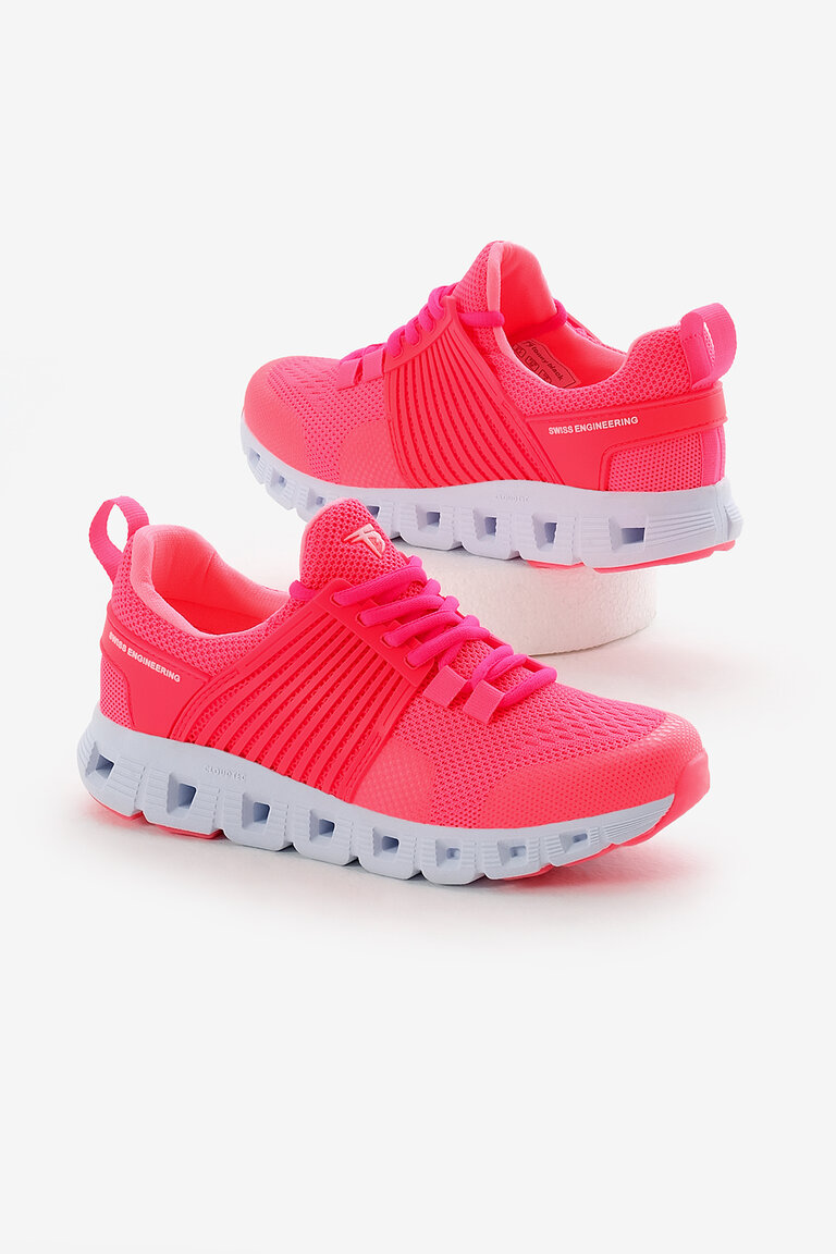 Unisex Fuşya Tasarım Termo Taban Şeritli Nefes Alabilen Kumaş Bağcıklı Spor Ayakkabı