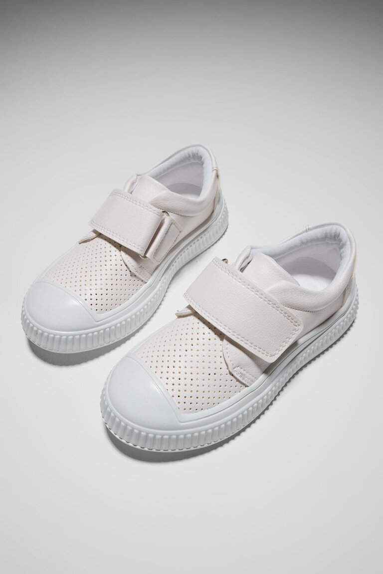 Çocuk Unisex Beyaz Çocuk Cırtlı Rahat Kalıp Sneaker