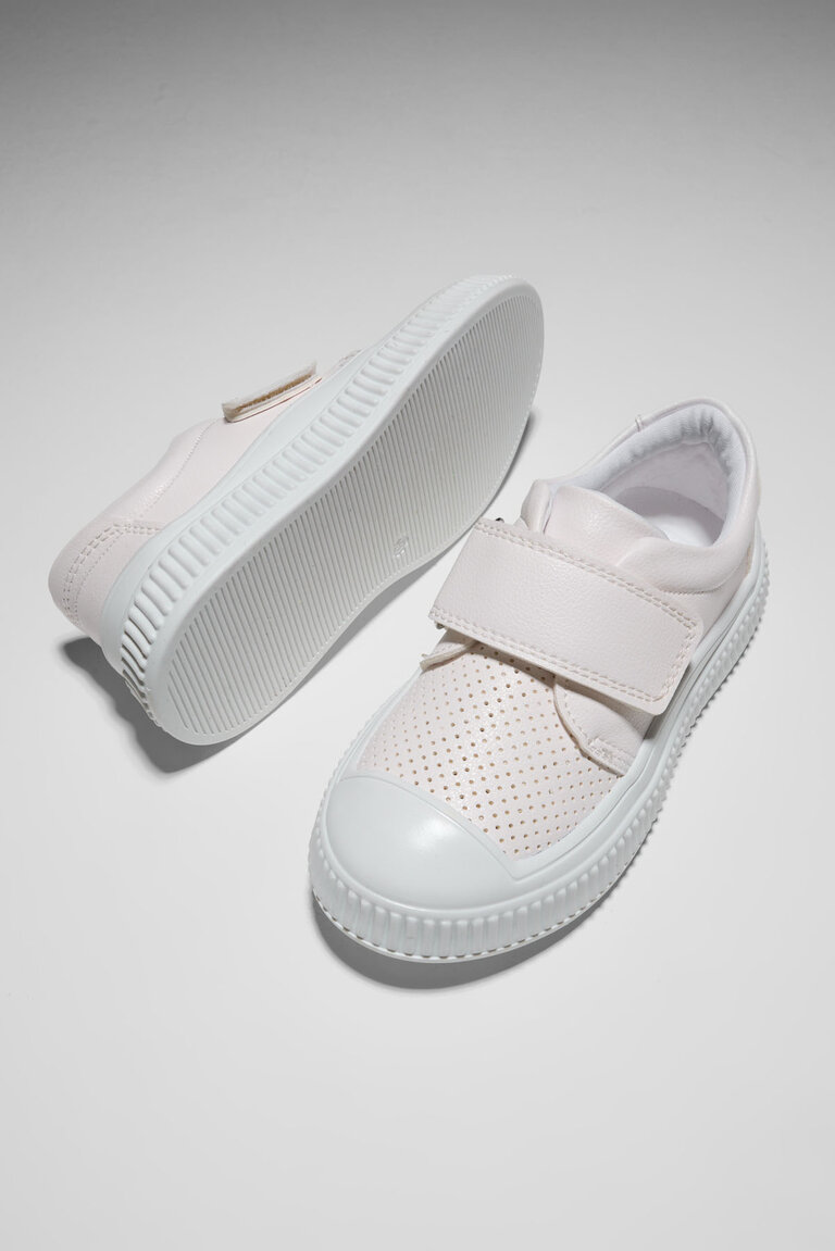 Çocuk Unisex Beyaz Çocuk Cırtlı Rahat Kalıp Sneaker