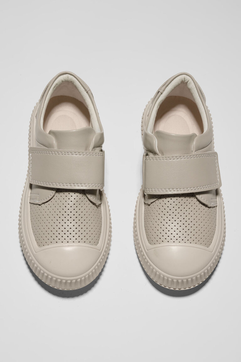 Çocuk Unisex Bej Çocuk Cırtlı Rahat Kalıp Sneaker