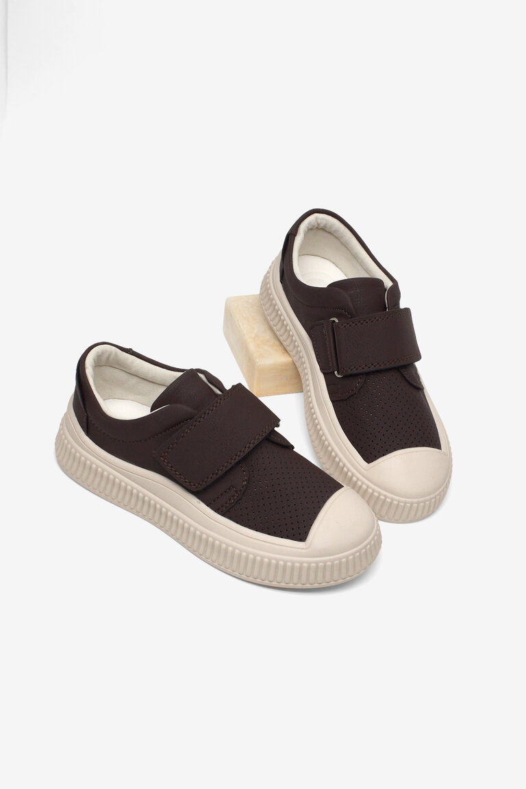 Çocuk Unisex Acı Kahve Çocuk Cırtlı Rahat Kalıp Sneaker