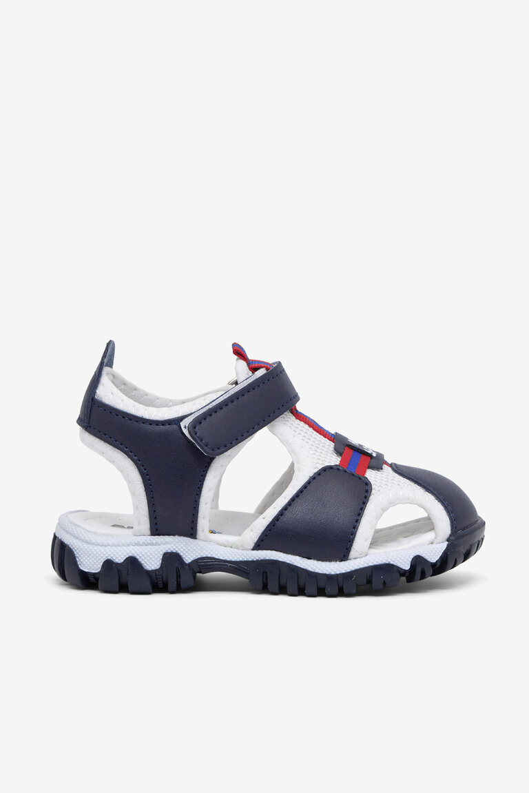 Çocuk Unisex Lacivert Beyaz Çoçuk Cırtlı Rahat Kalıp Sandalet
