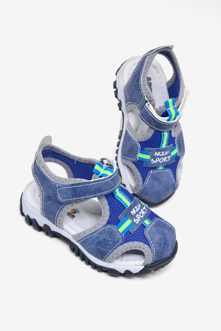 Çocuk Unisex Kot Mavi Çoçuk Cırtlı Rahat Kalıp Sandalet