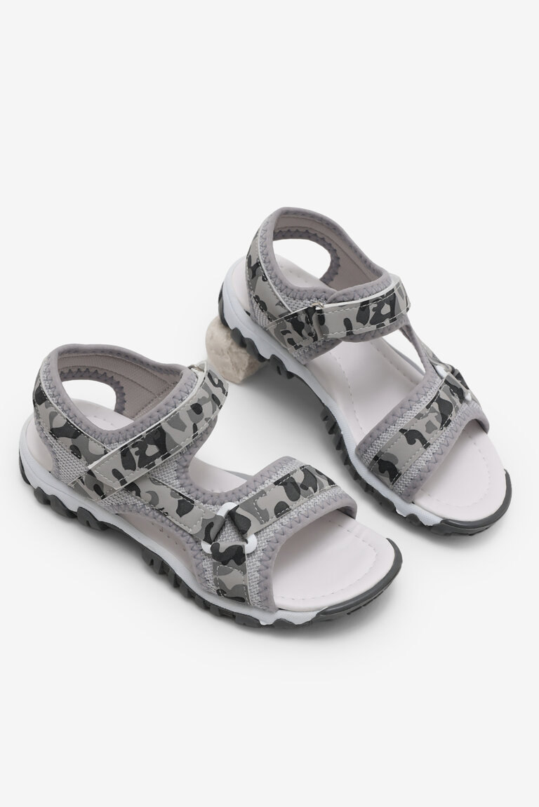 Çocuk Unisex Gri Kamuflaj Çoçuk Cırtlı Sandalet