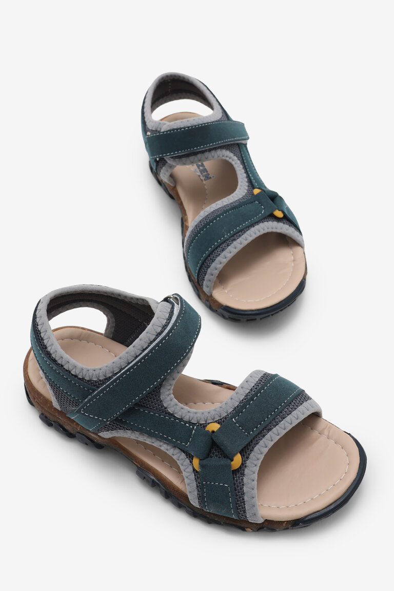 Çocuk Unisex Lacivert Sarı Çoçuk Cırtlı Sandalet