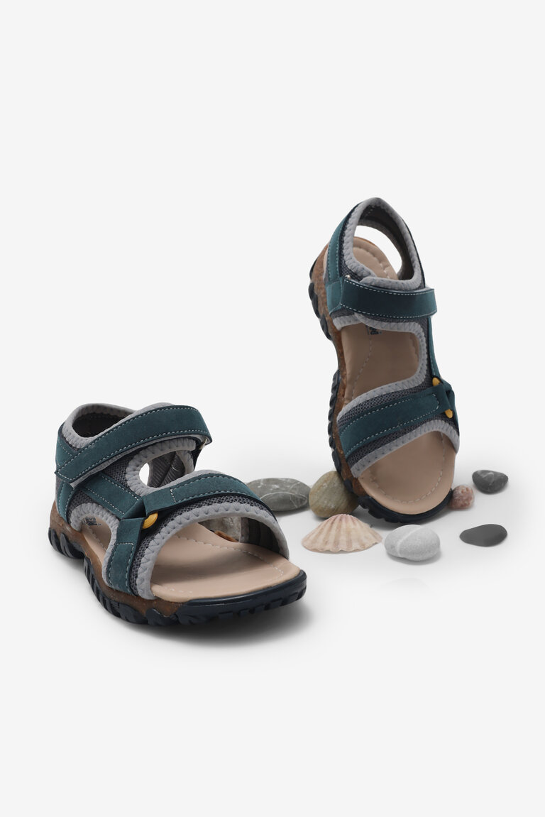 Çocuk Unisex Lacivert Sarı Çoçuk Cırtlı Sandalet
