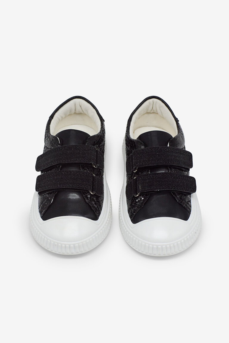 Çocuk Unisex Siyah Çocuk Sim Detaylı Cırtlı Rahat Kalıp Sneaker