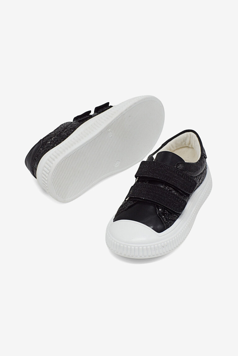 Çocuk Unisex Siyah Çocuk Sim Detaylı Cırtlı Rahat Kalıp Sneaker