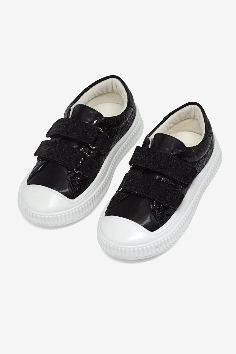 Çocuk Unisex Siyah Çocuk Sim Detaylı Cırtlı Rahat Kalıp Sneaker