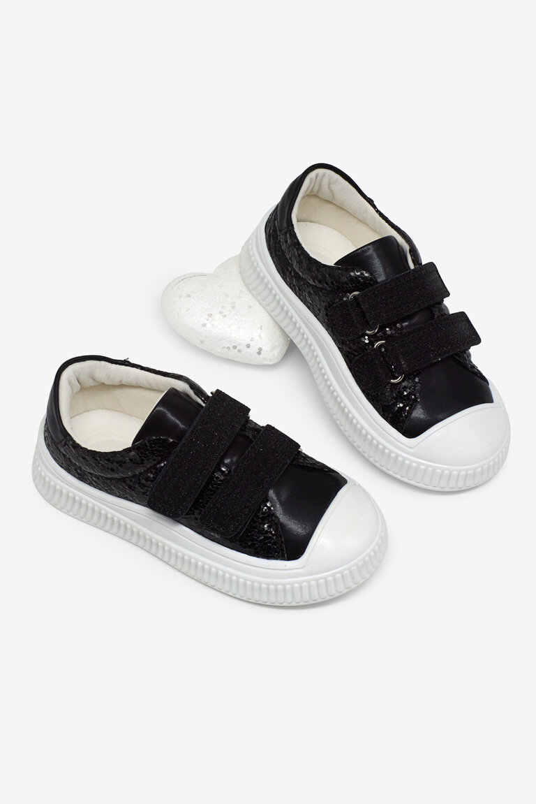 Çocuk Unisex Siyah Çocuk Sim Detaylı Cırtlı Rahat Kalıp Sneaker