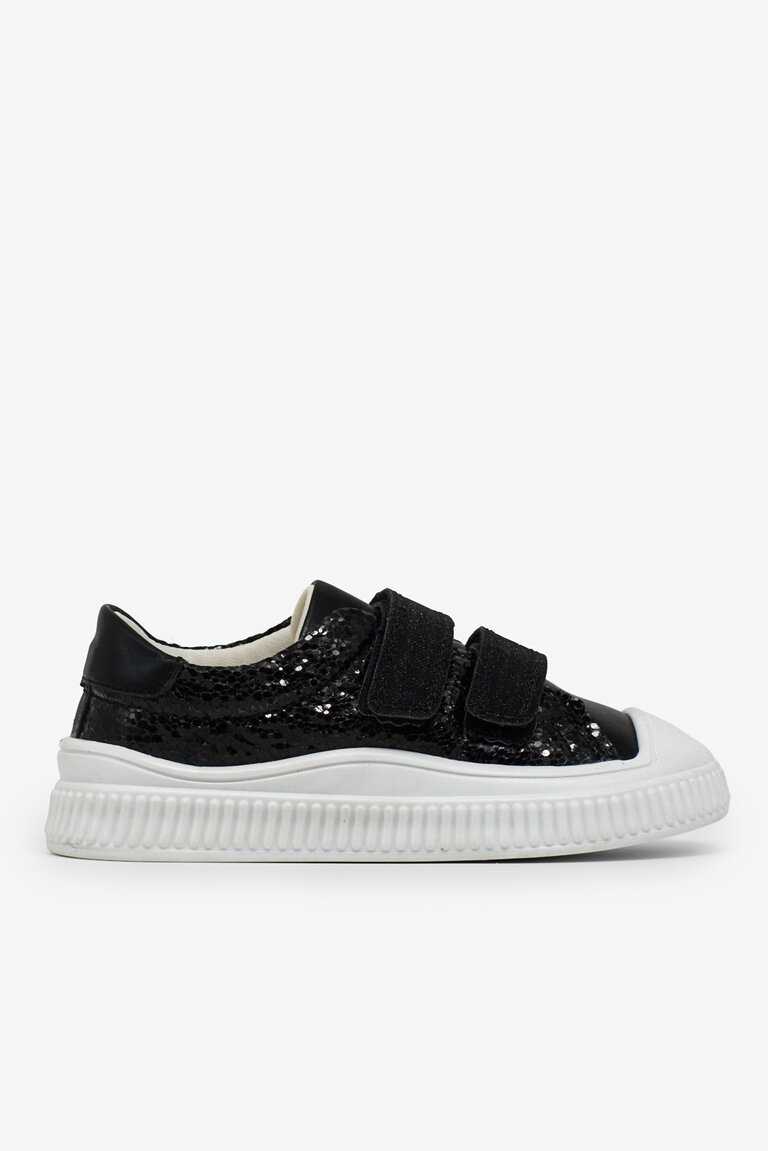 Çocuk Unisex Siyah Çocuk Sim Detaylı Cırtlı Rahat Kalıp Sneaker