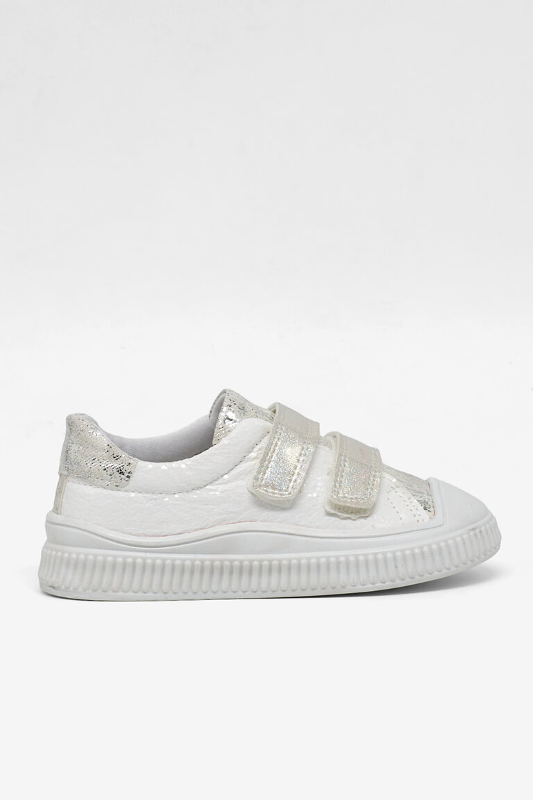 Çocuk Unisex Beyaz Çocuk Sim Detaylı Cırtlı Rahat Kalıp Sneaker